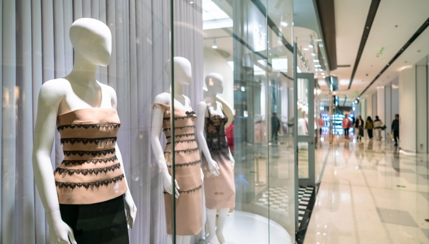Clothing showcase in the shopping mall