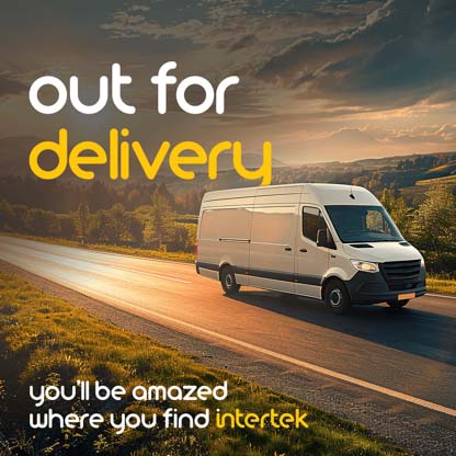 A delivery van on a country road